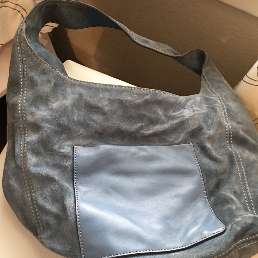 Michael Kors Blue Suede Hobo Bag
